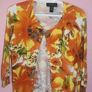 Multi Colored Floral Print Cardigan Sweater